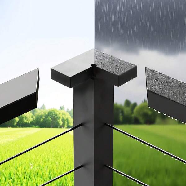6.5ft Stainless Steel Handrail (1/4 Pack) & Complete Cable Railing Kit With 35in Posts, Plus 2 Pack POM Handrail Connectors (Flat HT-04/Corner HT-05) - Matte Black, Rectangular/Adjustable/Cuttable, For Indoor/Outdoor Stairs, Deck, Balcony