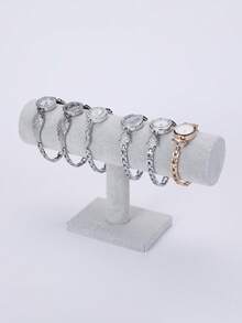 1pc/2pcs Grey, Black, White Single-Layer Velvet/Yellow Linen Bracelet Holder Jewelry Display Stand, Headband, Accessories Shop Countertop,Room Decor - Frost flannelette - View 8