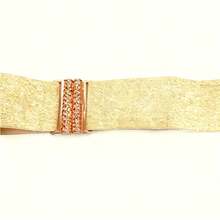 Women's Gold And Silver Elastic Waist Belt Paired With A Feather Down Dress Coat And Waist Cincher, Everyday Commuting Outfit Combination. - Multicolor - View 5