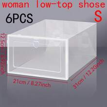 12 件透明可堆叠鞋盒可折叠塑料鞋子收纳整理器心形拉环适用于运动鞋所有鞋子节省空间的模块化架子衣柜壁橱入口卧室宿舍办公室家用堆叠成鞋架鞋柜