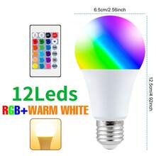 25W LED Smart Bulb RGB With Remote Control E27/E26 Colorful Indoor 220V/110V Multi-Color Changing Dimmable Recessed Ceiling 5W Bedroom Holiday Night Decoration 15W 4 Flashing Modes Party Bar Spotlight 20W Living Room Gaming Backlight Atmosphere Light 10W - RGB Bulb-with 24key Remote(E27/E26) - View 17