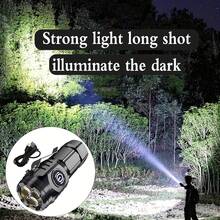 Mini Flashlight 2550 Lumens Rechargeable USB C Charging, Small Flashlights High Lumens 5 Modes, Pocket Light With Clip, Portable Flash Light For EDC,Camping, Hiking,Emergency - Black - View 3