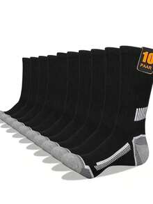 10 Pairs Men's Long Socks, Autumn/Winter Sports Crew Socks - Multicolor - View 12