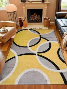 1 Stück moderner grafischer gelber Teppich, minimalistischer Stil dekorativer Teppich für Schlafzimmer, Arbeitszimmer, Wohnzimmer, Heimdekoration, bedruckter Teppich, Fenstersitzteppich