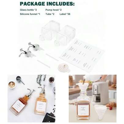 Coffee Syrup Dispenser Coffee Bar, Glass Syrup Bottles With Pump, Refillable Maple Syrup Storage, Coffee Station Accessories And Organizer, 500ml, Set Of 2+ Tray Gold