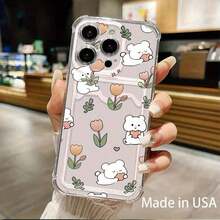 Funda transparente para teléfono con ranura para tarjetas. Compatible con teléfonos móviles de 16, 15, 14, 13, 12 y 11. Diseño moderno y sencillo. Esquinas reforzadas y resistentes a caídas. Funda transparente para todo tipo de teléfonos. - Blanco - Ver 2