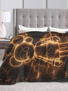 Kawss Kawaii Kaw Blanket Premium Anime Throw Blanket - Ultra Soft Flannel, Cartoon Print, Ideal Gift For Fans For Christmas & Birthday, For Sofa, Bed, Camping & Travel - màu đen - Xem 6