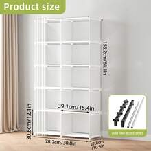 Tomnk 4/10-Compartments Simple Wardrobe, Large Capacity Wardrobe, Standalone Wardrobe, Suitable For Bedroom, Living Room, Entrance - 彩色 - 查看 13