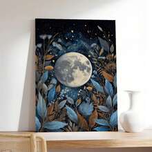Moon And Floral Celestial Art Print Canvas Wall Art Mystical Bedroom Decor - Màu be - Xem 12