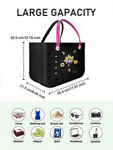 1pc Extra-Large Capacity EVA Women's Beach Bag, Solid Color Waterproof EVA Tote Bag, Stylish And Easy-To-Clean Rubber Handbag, Beach Bag, Backpack, Travel Essential, Suitable For The Beach, Camping, Vacation, Shopping - EVA Basket Bag - Nhiều màu - Xem 3