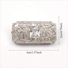 New Light Luxury Hollow Square Brooch High End Niche Corsage Anti Slip Pin Dress Party Wedding Accessories Gift - 銀色 - 查看 4