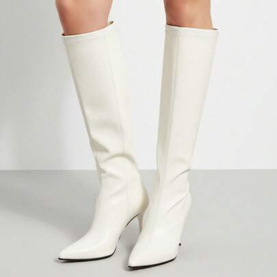 Fall/Winter 2025 New Thigh High Boots Women Over The Knee High Heel Leather Boots Pointed Toe Plus Size Women Boots,Kitten Heels