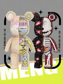 Christmas Decoration 7220pcs 16.9in/43cm DIY Assembled Large Building Blocks Toy, Half Cutaway Mechanical Bear Puzzle For Adults, Creative Home Decor, Stress Relief Toy, Valentine's Day, Birthday, Christmas, New Year Gift For Him & Her Room Decoration - Multicolor - View 2