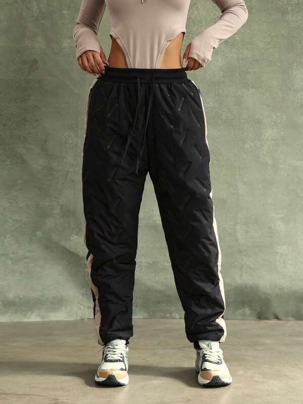 Women's Thermal Lined Jogger Pants, Warm Windproof Casual Sweatpants For Winter