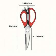 7-In-1 Multifunctional Kitchen Scissors With Magnetic Stand - Detachable Stainless Steel Food Scissors For Meat, Fish, And Poultry, Ergonomic Handle, Pink And Light Blue, Portable Storage Design - 黑色-1個 - 查看 2