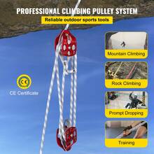 Bloque de polea doble y aparejo Bloque de polea doble de 1/2" x 100 pies con cuerda trenzada 30-35KN 6600-7705LBS Aparejo de doble polea - 6600-7705 libras - Ver 2