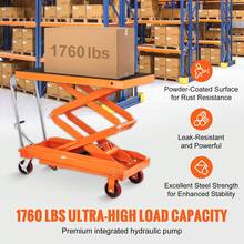 Carro de mesa elevadora hidráulica , capacidad de 1760 libras, altura de elevación de 59 pulgadas, mesa elevadora de tijera doble manual con 4 ruedas y almohadilla antideslizante, carro de tijera hidráulica para manejo y transporte de materiales - 59 pulgadas - Ver 2