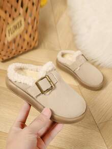 Dép thời trang trẻ em / Dép đi trong nhà/ngoài trời ấm áp lót bông cho trẻ em, size nhỏ hơn bình thường. - Màu be - Xem 5