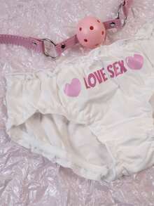 Summer Women's Printed Low Waist Lift Hip Sexy Triangle Panties Sexy Panties Bikini Panties Black Sexy Lingerie,Sexy Lingerie Perspective Sexy Underwear Shorts, Internet Celebrity,Letter Print Thongs, Soft & Comfy Stretchy Intimates Panties, Women's Sexy Lingerie & Underwea - 白色LOVE SE* - 查看 5