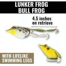 Lunkerhunt Serie Rana Lunker, 6.3 cm, señuelo de Pesca Estilo té Verde - Rana toro - Ver 5