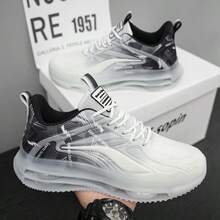 男士时尚透气轻便休闲运动鞋，网眼渐变百搭时尚运动鞋，跑步和散步 - 灰色 - 查看 5