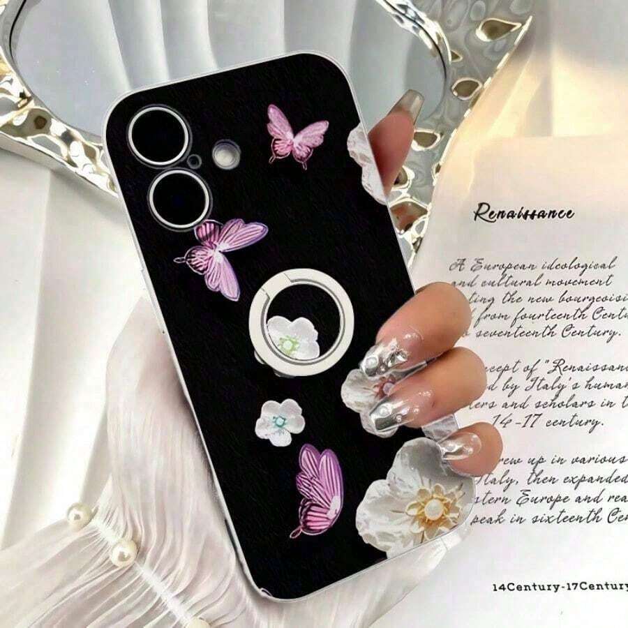 [Teléfono] Soporte de anillo de silicona, TPU antigolpes con agarre giratorio de 360°, cobertura total para phone 12, 13, 14, 15 y 16 (incluidos Pro/Pro/Plus). Colores: negro, blanco y azul. - Multicolor - Ver 1
