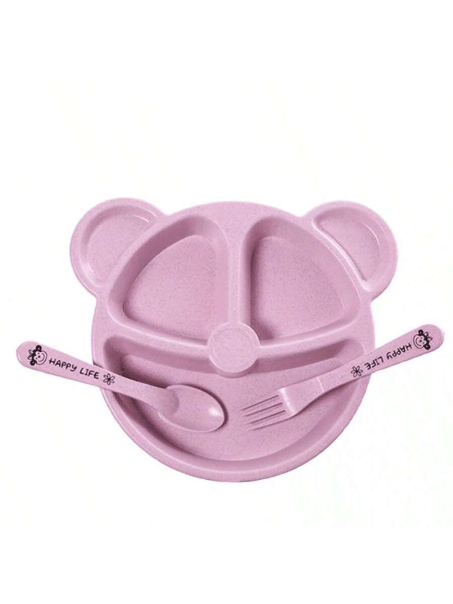 Juego de 3 platos divididos para niños - Rosa