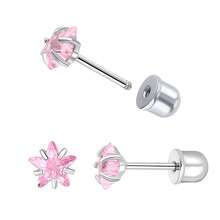 Hypoallergenic 316L Stainless Steel Stud Earrings For Girls Women, Screw Back Earrings For Sensitive Ears Cute Flower Butterfly Stud Hoop Earrings Screwback Girl Earrings 1-21 Pairs - Cubic Zirconia Earrings - View 28
