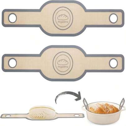 Silicone Bread Sling Oval- Non-Stick &Amp; Easy Clean Reusable Oval Silicone Baking Mat For Dutch Oven. With Long Handles Sourdough Bread Baking Mat Tools Supplier Liner, 2 Pcs Gray