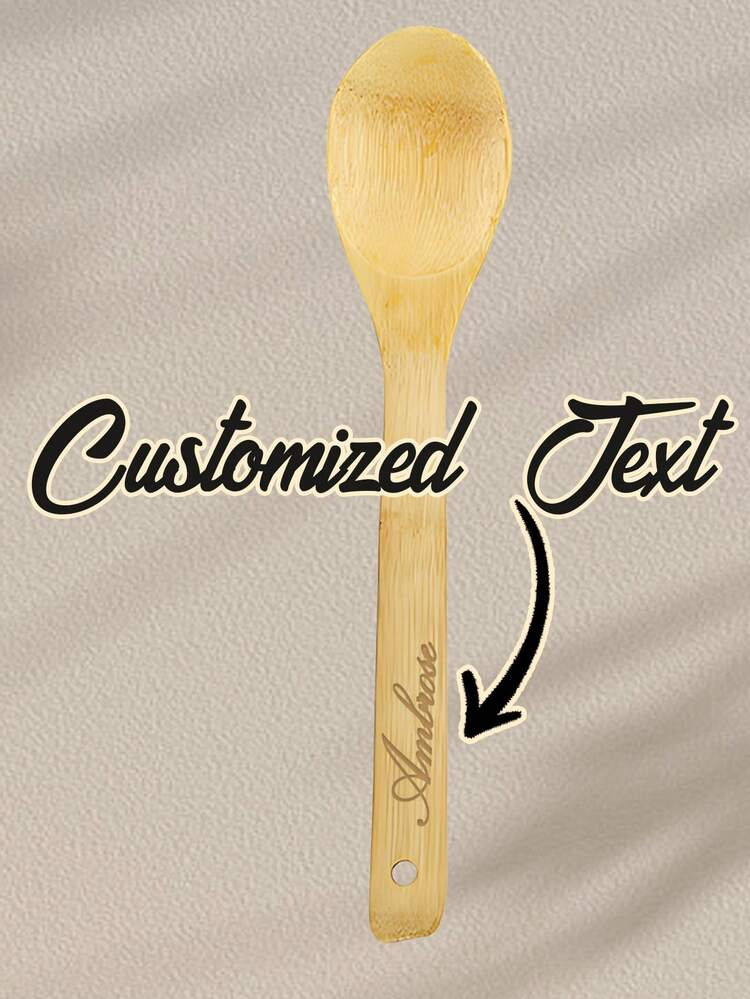 1/5pcs Customized Wooden Cooking Spoons, Suitable For All Kitchens. Salad Spatula Made Of Bamboo And Wood, Kitchen Cooking Tools, Personalized Wooden Spatula And Wooden Spoon, Three-Line Spatula, Natural Bamboo And Wood Non-Stick Surface, Multi-Functional Cooking Tools, Handmade Mother's Day Essential - Multicolor - View 15