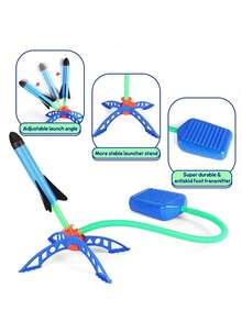 Rocket Launch Themed Toy With Playful And Technological Design, Includes Rocket, Launch Pad, Foot Pump And Other Components, Foot Pump To Launch Rocket, Combines Fun And Interactivity, Christmas Gift For Children