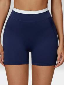 MFVIM Pantaloni scurți sport pentru femei, cu talie înaltă, mulați, în culori contrastante, potriviți pentru tenis, pickleball, ciclism, antrenamente la sală