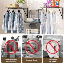 BAIRUI 2-Pack Laundry Storage Organizer with Drying Rack for Clothes Wall-Mounted Laundry Shelf Unit for Laundry Room Organization and Space Saving Storage Solution in Bathroom or Utility Area - como en la foto - Ver 6