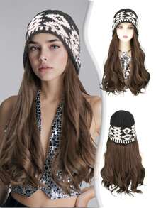 1pc Women's Winter Long Curly Wig Hat, Heat Resistant Synthetic Wig With Diamond-Shaped Cap - Korean Natural Full Head Coverage Lightweight Warm Winter Hat Wig - Multicolor - View 11