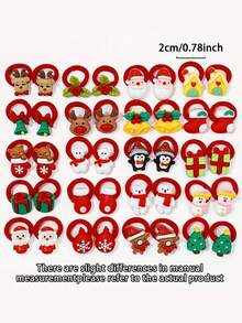 10件装圣诞发圈，女士节日发饰套装 - 圣诞老人驯鹿发圈，节日涤纶发带，女士适用，完美适用于节日派对和新年礼物