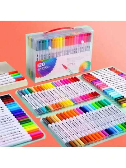 Caneta Ponta Dupla p/ Lettering e Desenho de 12 a 120 Cores Brush e Ponta Fina