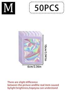 100/10 件透明窗口珠宝袋，渐变色珠宝密封袋，可重复使用，防尘防氧化，适用于戒指、耳环、项链、吊坠等珠宝、珠宝配饰整理、家居必需品、节日礼物。 - 彩色 - 查看 15