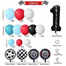Two Fast Birthday Decorations Race Car Party Supplies For Racing Balloon Garland Arch Kit Blue Red White Latex Balloons And Wheel Checkered Foil Balloons 1 2 3 4 5 6 7 8 9 Years Old Birthday Decor - Color Mixing - View 14