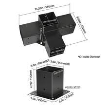 Pergola Bracket Kit, 4x4 Inch (Inner Size 3.5x3.5), 2 Pcs 4-Way Heavy Duty Corner Bracket Woodworks DIY Post Base Kit, Easy Installation Wooden Beams For Gazebos, Patio Pergolas, Log Cabin - 4 Pcs 4 X 4 Inch Cross - View 10