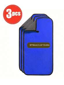 3条装 30x30厘米 蓝灰色汽车清洁多用途超细纤维毛巾，清洁用品