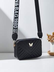 1pc Girls' Fashion Mini Square Crossbody Bag, Shoulder Bag Coin Purse, Embroidered Butterfly Versatile Minimalist Style, Ideal Gift Choice (Random Ombre Color)