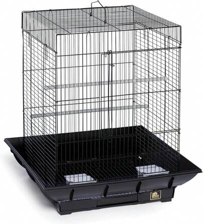 3-In-1 Small Bird Cage With Playtop & Stand On Wheels - Travel Carrier Cage For Parakeets, Lovebirds, Canaries, Cockatiels With Accessories