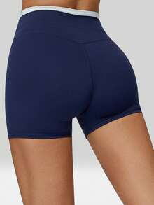 MFVIM Pantaloni scurți sport pentru femei, cu talie înaltă, mulați, în culori contrastante, potriviți pentru tenis, pickleball, ciclism, antrenamente la sală