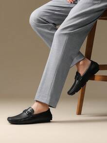 Men's Faux Leather Driving Penny Loafers Boat Shoes – Casual Comfort For Everyday Wear And Stylish Weekend - Black - View 11