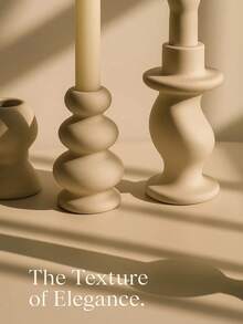 北欧复古极简陶瓷烛台，香薰蜡烛架，欧式浪漫餐桌装饰，树脂材质 - 彩色 - 查看 4