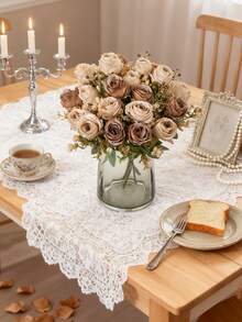 1/80PCS Artificial Rose Flowers Silk Roses Fake Plants For Spring Autumn Decorations, Wedding Vase For Home,Dining Room, Bedroom,Kitchen,Bathroom Decorations,Mother Day Gift, Festival Birthday Party Accessories, Outdoor Garden Decorations - Brown - View 5