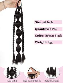 1PC Synthetic New Chinese Style Long Straight Hair Natural Lantern Bubble Braid Plait Ponytail Wig With Rubber Band Natural Fashion For Girls Kids Sweet CoolLong Braid Lantern Boxing High Ponytail - Multicolor - View 5