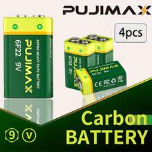 PUJIMAX 2/4/8/12 pin 9V Kẽm Carbon hạng nặng, thích hợp cho đồng hồ báo thức, chuông cửa, bếp ga, máy nước nóng, tay cầm chơi game, đèn pin, hiệu suất cao, bền bỉ, đặc biệt cho dải đèn cây thông Noel [Pin không sạc được, làm Không tính phí] - 9V - Xem 8