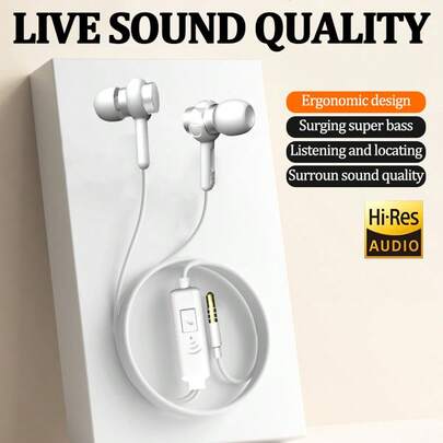 This Wired In-Ear Headphones With Microphone Feature Stereo Audio, Built-In HiFi Bass Speaker, High-Fidelity Sound Quality With Powerful Bass, Suitable For Sports And Gaming. Compatible With Android/Laptops Via 3.5mm Headphone Jack, Making It An Ideal Gift For Students, Boyfriends, Birthdays And Holidays.