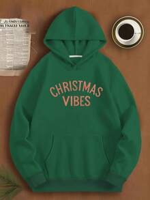 Sudadera con capucha talla grande para hombres WEIHNACHTSVIBES JPH-9 - Sudadera casual verde brillante con estampado navideño, ropa de invierno lavable a máquina para fiestas, talla grande - Negro - Ver 11